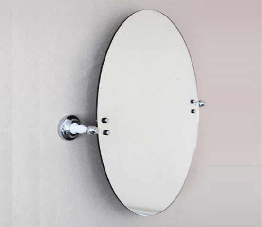 Bedroom Adjustable Wall Mounted Bathroom Mirror Elliptic Brass Chrome Flat Surface